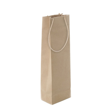 Wine Gift Bags - Wine Bag Single Bottle Kraft Paper Natural (11Wx7Gx35cmH)