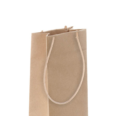 Wine Bag Single Bottle Kraft Paper Natural (11Wx7Gx35cmH)