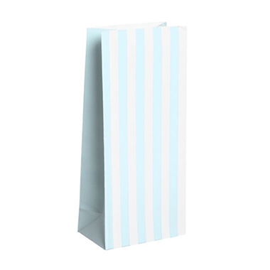 Lolly Bag Large Stripes Baby Blue (10Wx6Gx22.5cmH) Pack 25