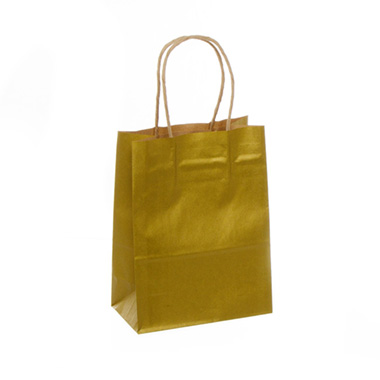 Kraft Paper Carry Bags - Kraft Paper Bag Shopper Small Gold (150Wx80Gx200mmH)