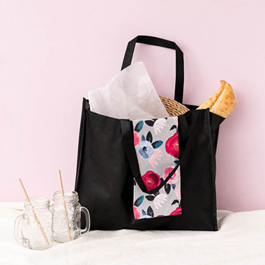 Nonwoven Reusable Shopping Bag Black (420Wx120Gx350mmH)