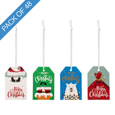 Gift Tags & Labels - Christmas Gift Tags 4 Fun Designs Pack 48 (4.5x7cmH)