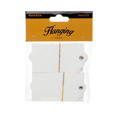 Gift Tags & Labels - Hanging Gift Tags Kraft White (5x9cmH) Pack 20