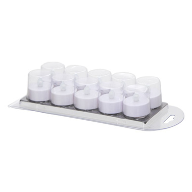 LED Tealights - LED Tealight Flicker Glow White (3.8Dx1.5cmH) Pack 10
