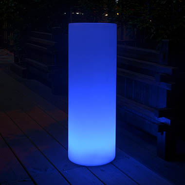 LED Glow Plinths - Round Glow Plinth w LED Remote White (38cmDx80cmH)