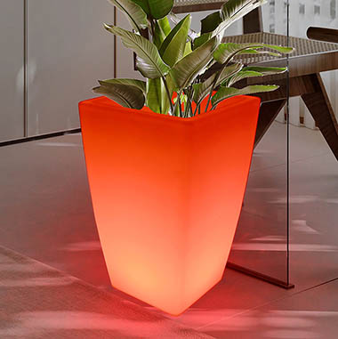 LED Glow Planters - Outdoor Planter Pot Large LED White (30x30x50cmH)