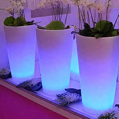 LED Glow Planters - Multiuse Planter LED Waterproof Cylinder White (38cmDx90cmH)