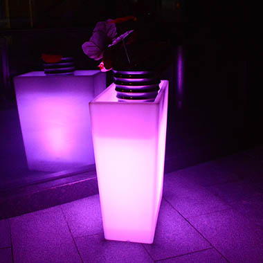 LED Glow Planters - Illuminated Planter Tall LED Rectangle White (60x31x70cmH)