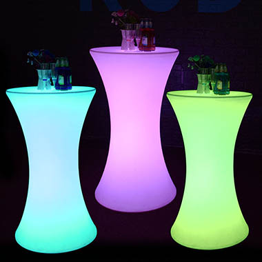 LED Event Glow Furniture - Event Cocktail Bar Table LED Round White (60cmDx110cmH)