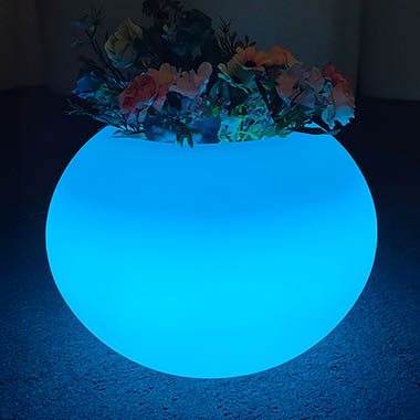 LED Glow Planters - Large Fish Bowl Planter LED Waterproof White (55cmDx45cmH)