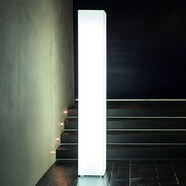 LED Glow Plinths - Tall Square Pillar w LED Remote White (30x30x150cmH)