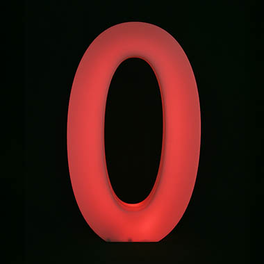 LED Numbers - Number 0 Large LED Remote White (48.5x10x80cmH)