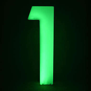 LED Numbers - Number 1 Large LED Remote White (25.6x10x80cmH)