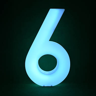 LED Numbers - Number 6 Large LED Remote White (46.8x10x80cmH)
