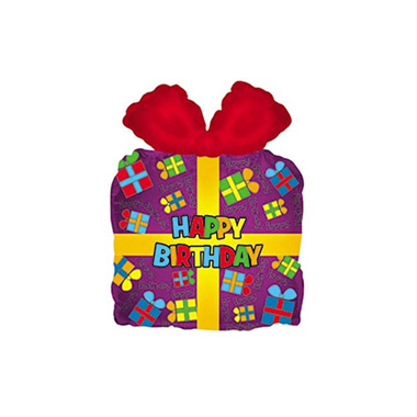 Foil Balloons - Foil Balloon 10 (25.4cm) Gift Shape Happy Birthday Purple