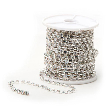 Crystal Garland Rolls - Diamante Chain Decor Roll 1440 Stones Silver (9.5m)
