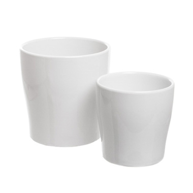  - Ceramic Bondi Concial Pot Set of 2 White (16Dx16cmH)