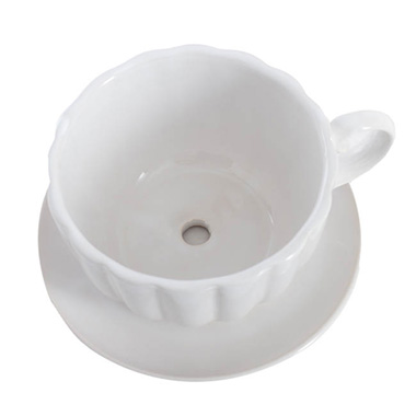 Ceramic Tea Cup Pot Saucer Drainage Hole White (17.5Dx13cmH)