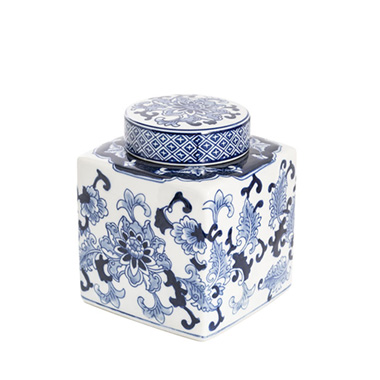 Trend Ceramic Pots - Floral Orient Porcelain Jar Blue & White (17x17×22cmH)