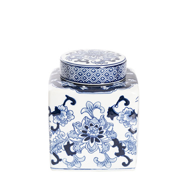 Floral Orient Porcelain Jar Blue & White (17x17×22cmH)