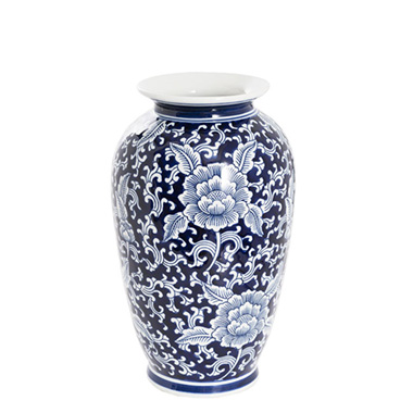 Trend Ceramic Pots - Peony Orient Porcelain Jar Large Blue & White (19×30cmH)