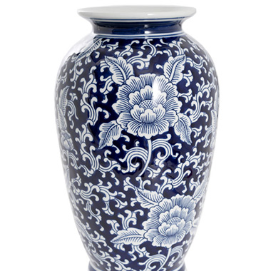 Peony Orient Porcelain Jar Large Blue & White (19×30cmH)