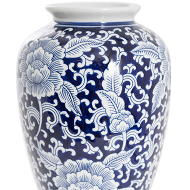 Peony Orient Porcelain Jar Blue & White (20×25cmH)
