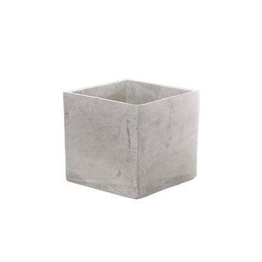 Cement Pots - Cement Floral Cube Grey (12x12cmH)