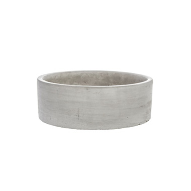 Cement Pots - Cement Floral Cylinder Bowl Grey (20x7cmH)