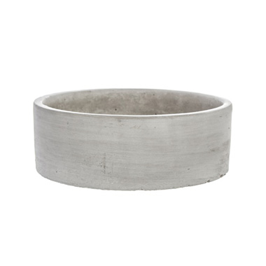  - Cement Floral Cylinder Bowl Grey (25x8cmH)