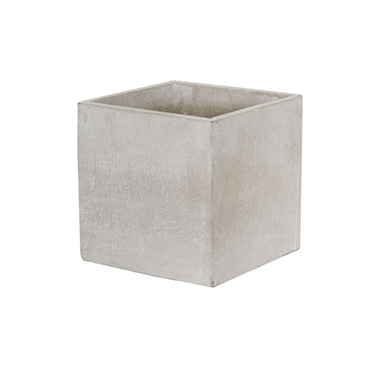 Cement Floral Cube Grey (16x16x16cmH)