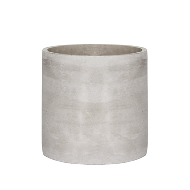 Cement Floral Cylinder Grey (14Dx14cmH)