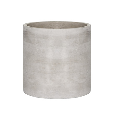 Cement Floral Cylinder Grey (16Dx16cmH)