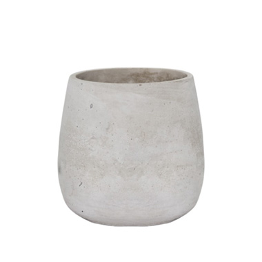 Cement Pots - Cement Floral Egg Cup Round Pot Grey (16Dx16cmH)