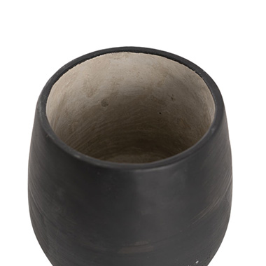 Cement Floral Egg Cup Round Pot Grey Charcoal (16Dx16cmH)