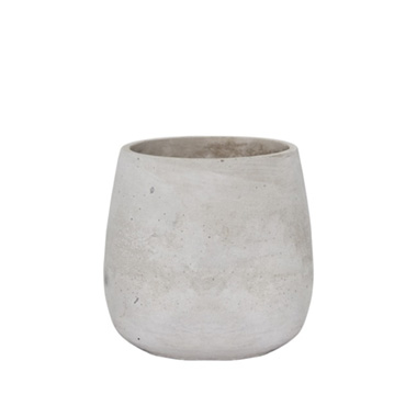 Cement Pots - Cement Floral Egg Cup Round Pot Grey (14Dx14cmH)