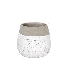 Cement Pots - Cement Nottingham Egg Cup Round Pot White (14Dx14cmH)