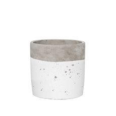Cement Nottingham Cylinder Pot White (14Dx14cmH)