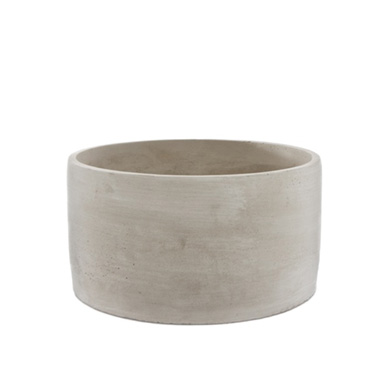Cement Pots - Cement Floral Cylinder Bowl Grey (19.5Dx10.5cmH)