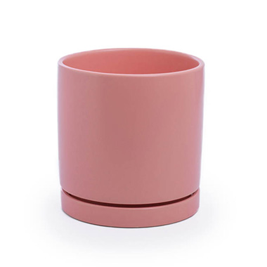 Trend Ceramic Pots - Ceramic Loreto Plant Pot & Plate Earth Red (18Dx18.5cmH)