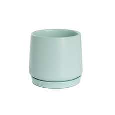 Trend Ceramic Pots - Ceramic Loreto Belly Pot & Plate Matte Blue Blush (15x14cmH)