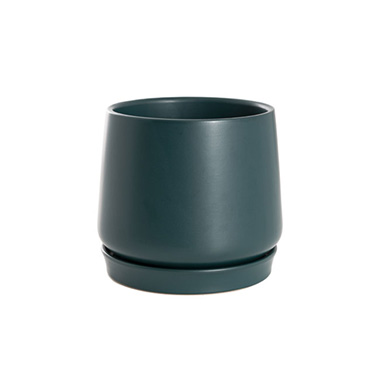 Trend Ceramic Pots - Ceramic Loreto Belly Pot & Plate Matte Deep Teal (15x14cmH)