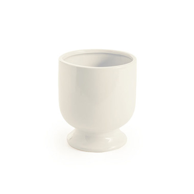  - Ceramic Kyoto Pot Planter Glossy Off White (15.5cmx17.5cmH)