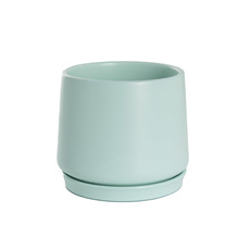 Trend Ceramic Pots - Ceramic Loreto Belly Pot & Plate Matte Blue Blush (18x16cmH)