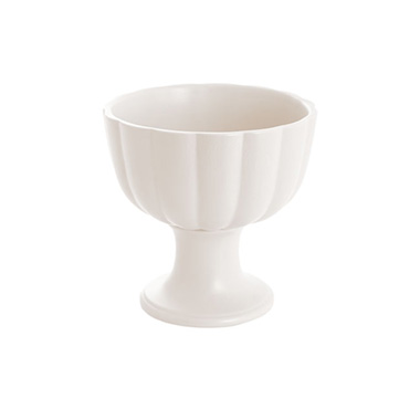  - Ceramic Compote Olivia Vases White (17Dx17cmH)