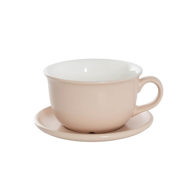 Trend Ceramic Pots - Ceramic Coffee Cup Pot & Plate Matte Nude (15Dx10cmH)