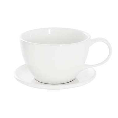 Ceramic Pots - Bondi Ceramics - Trend Ceramic Pots - Ceramic Cappuccino Pot & Plate Gloss White (17Dx12cmH)