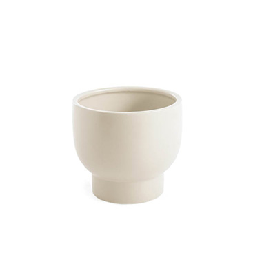  - Ceramic Buffalo Pot Planter Matte White (15.5cmx14cmH)