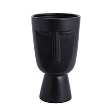 Trend Ceramic Pots - Ceramic Face Pot Black (14.8x14.8x25.5cmH)