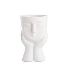 Trend Ceramic Pots - Ceramic Face Pot White Thinker (12x12.2x20cmH)